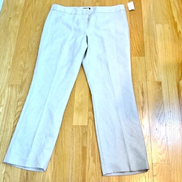 Larry Levine Pants Wide Leg High Rise Herringbone Cream Tan Plus NWT (18) - Picture 3 of 7